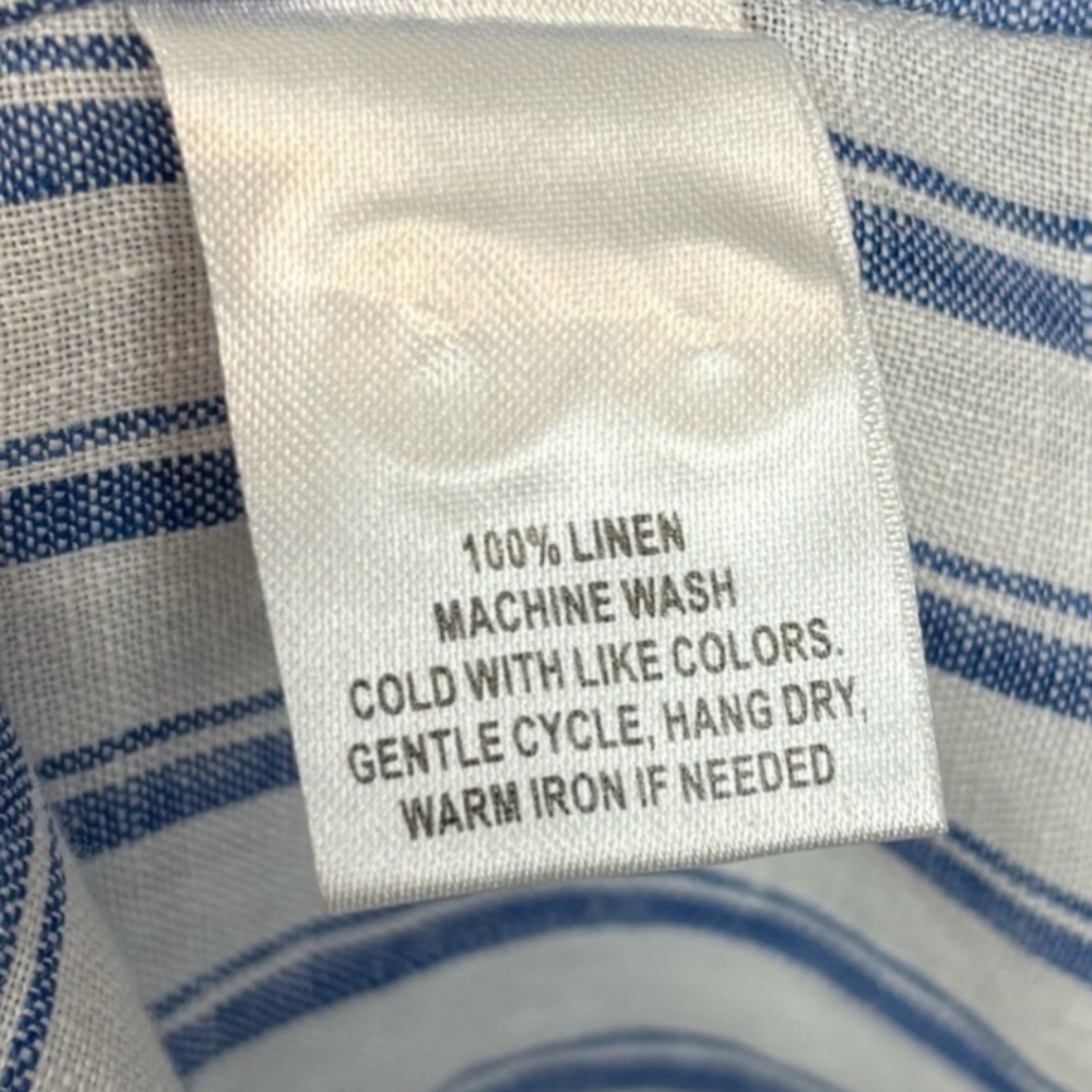 UNTUCKit Women's 100% Linen Wehlen Long Sleeve Button Down Striped Shirt Size 4 - Picture 7 of 11